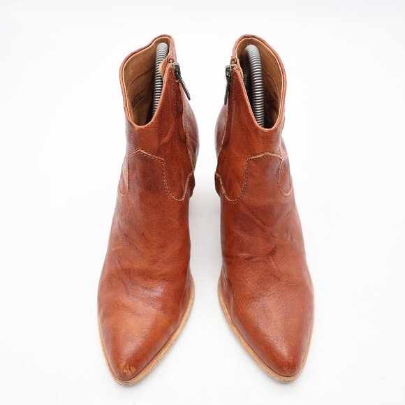 FRYE Reina Ankle Bootie Women's 6 M Cognac Leather Western Cowboy Pointed Toe - Picture 2 of 10